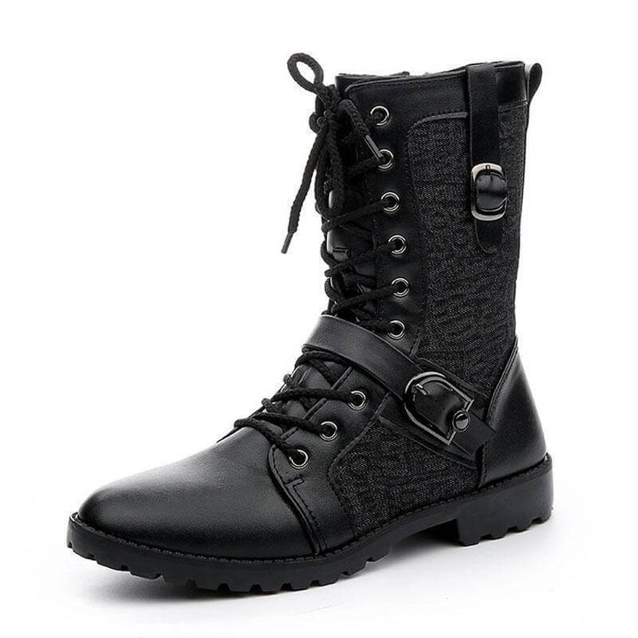 Men's Buckle-Fastening Lace-Up Boots