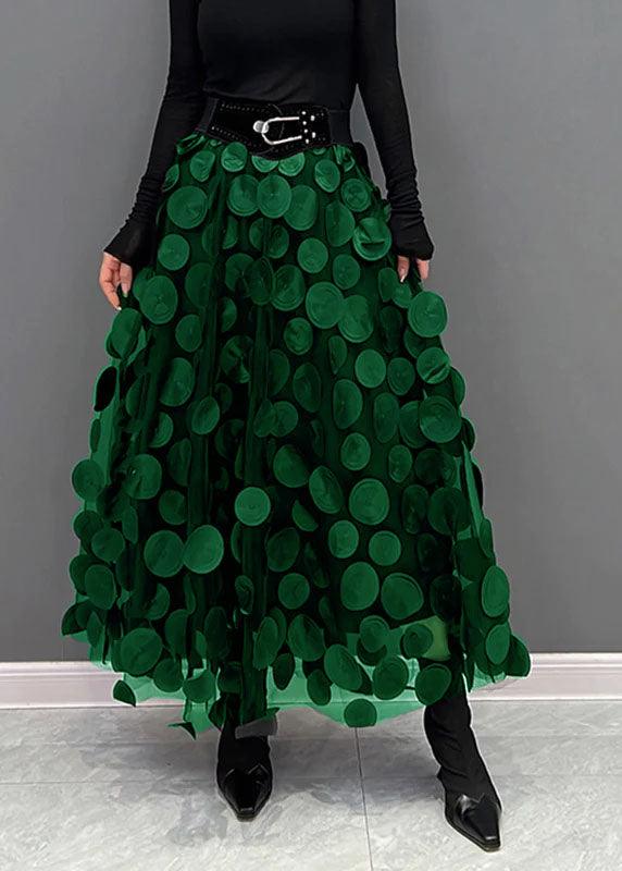 Women's Elegant Midi Tulle Skirt: Black Polka Dot
