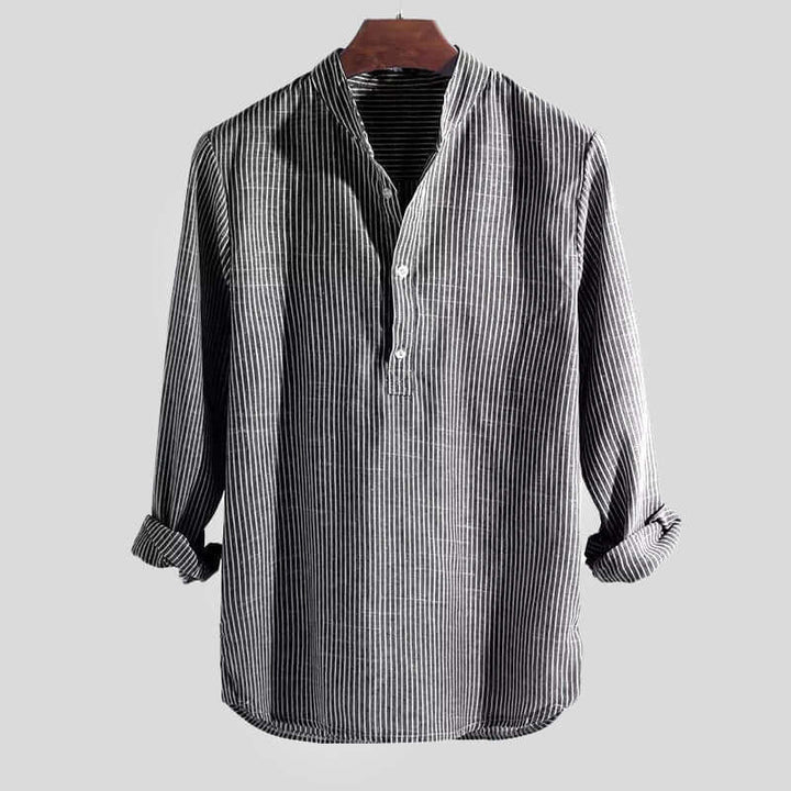 Men's Long-Sleeve Striped Shirt: Relaxed Fit, Breathable