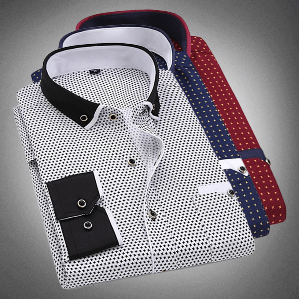 Men's Patterned Dress Shirt: Formal Button-Down Shirt