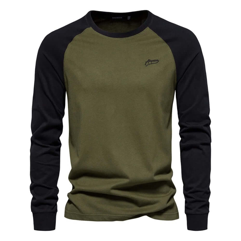 Men's Long Sleeve Patchwork Shirt: Casual Comfort