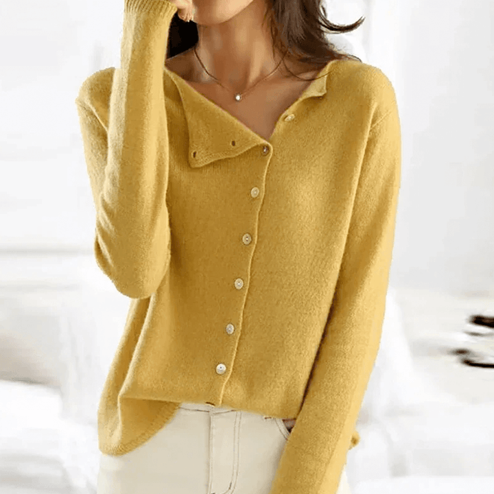 Women's Round Neck Button Cardigan: Stylish & Comfortable