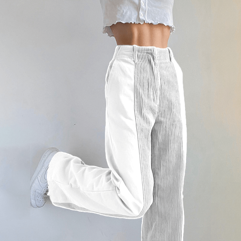 Women's High-Waisted Flared Corduroy Trousers