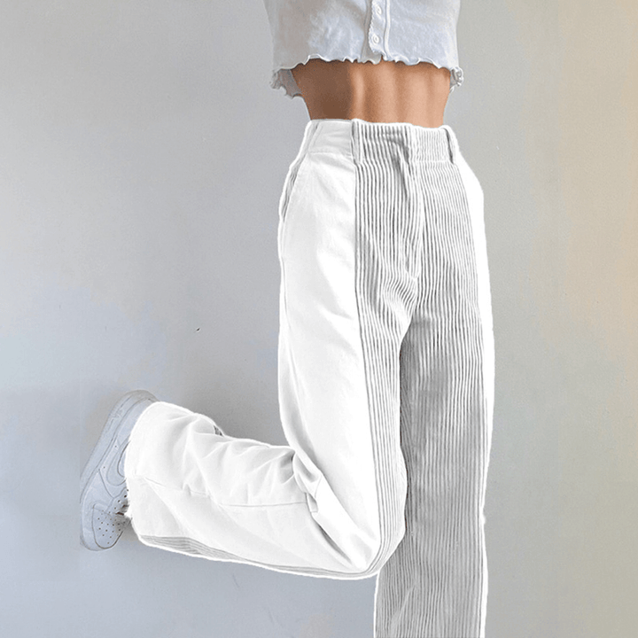 Women's High-Waisted Flared Corduroy Trousers