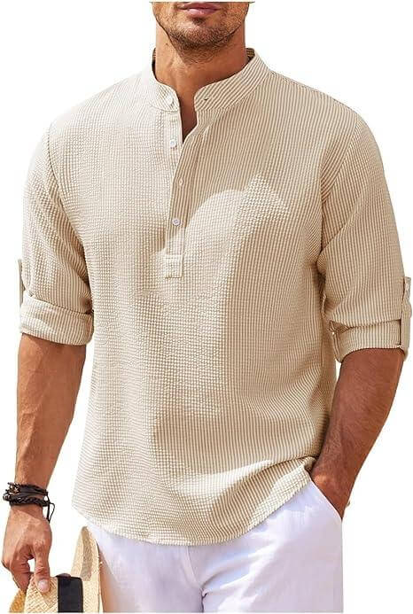 Men's Relaxed Fit Long Sleeve Henley Shirt