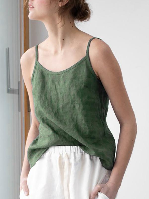 Women's Relaxed Linen Blend Spaghetti Strap Top