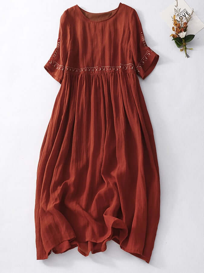 Women's Cotton Embroidered Summer Loose Dress