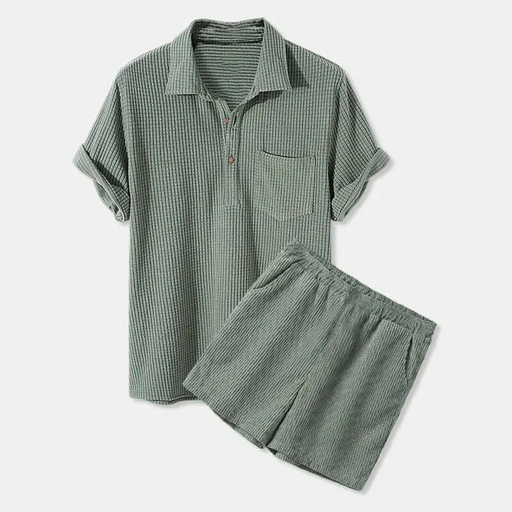 Men's Corduroy Shirt & Shorts Set: Casual Summer Outfit