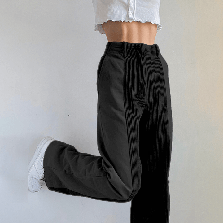 Women's High-Waisted Flared Corduroy Trousers