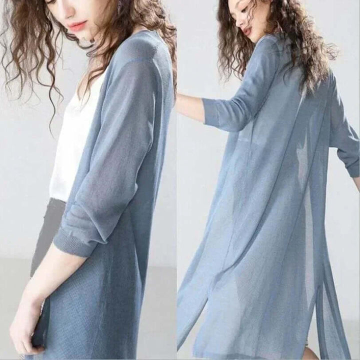 Women's Lightweight Knit Long Cardigan - Open Front Sweater