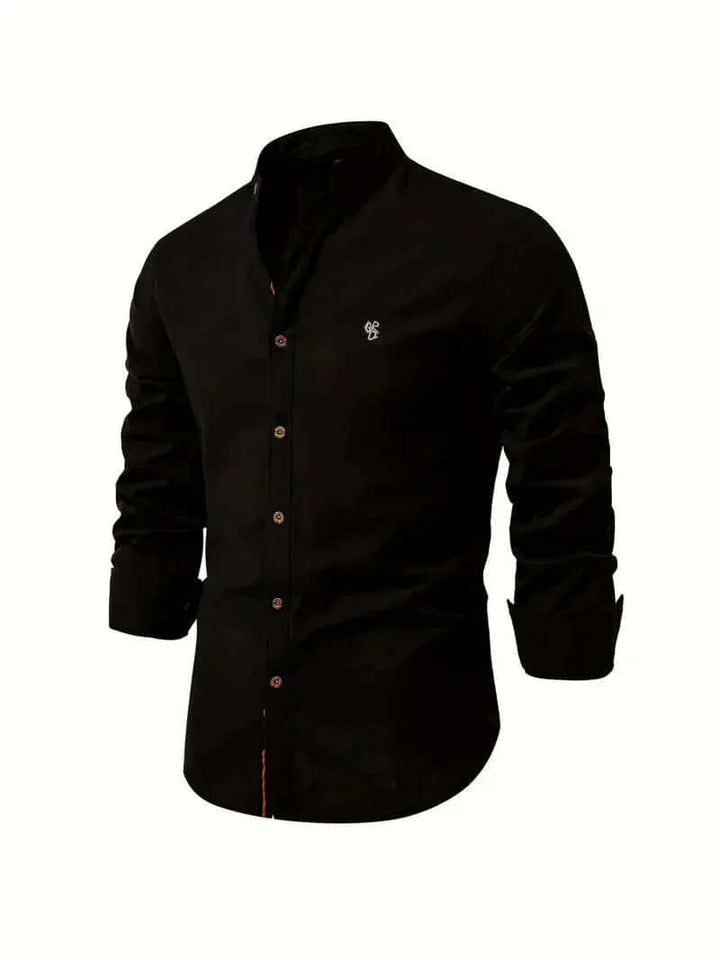 Men's Slim Fit Mandarin Collar Long Sleeve Shirt