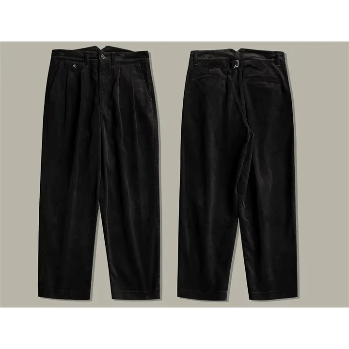 Men's High-Waist Relaxed-Fit Corduroy Trousers
