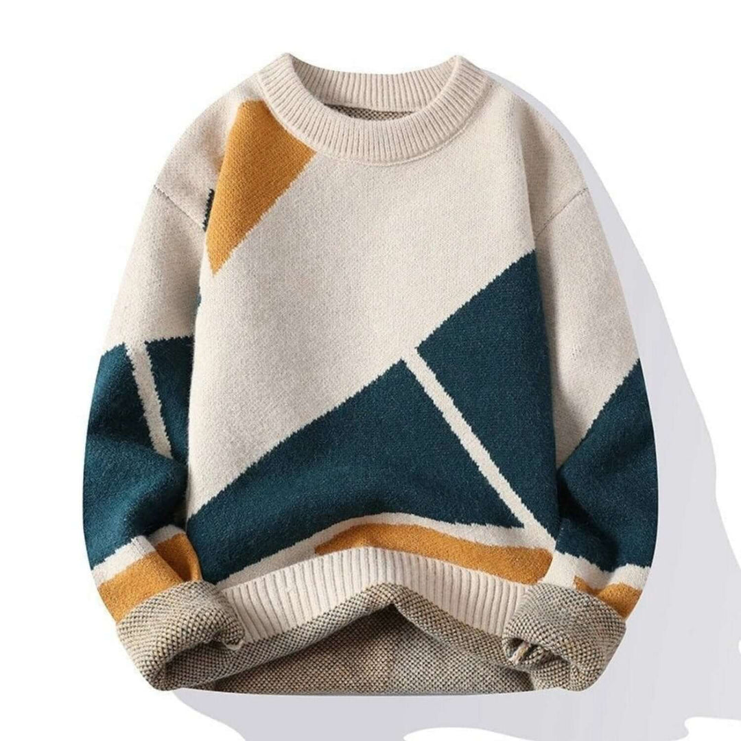 Men's Warm Knitted Sweater - Long Sleeve Round Neck Jumper