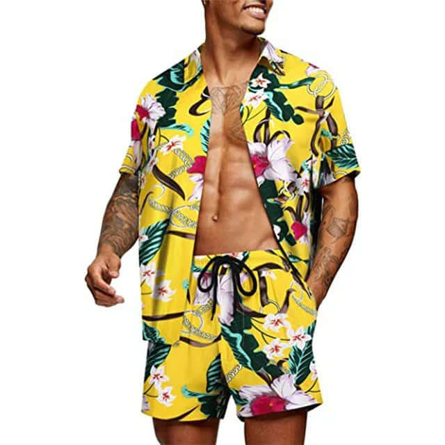 Men's Summer Two-Piece Set: Relaxed Fit Shirt & Shorts