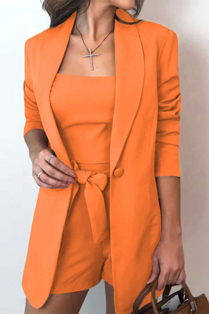 Women's Casual 3-Piece Set: Bow Tie & Turn-Up Collar