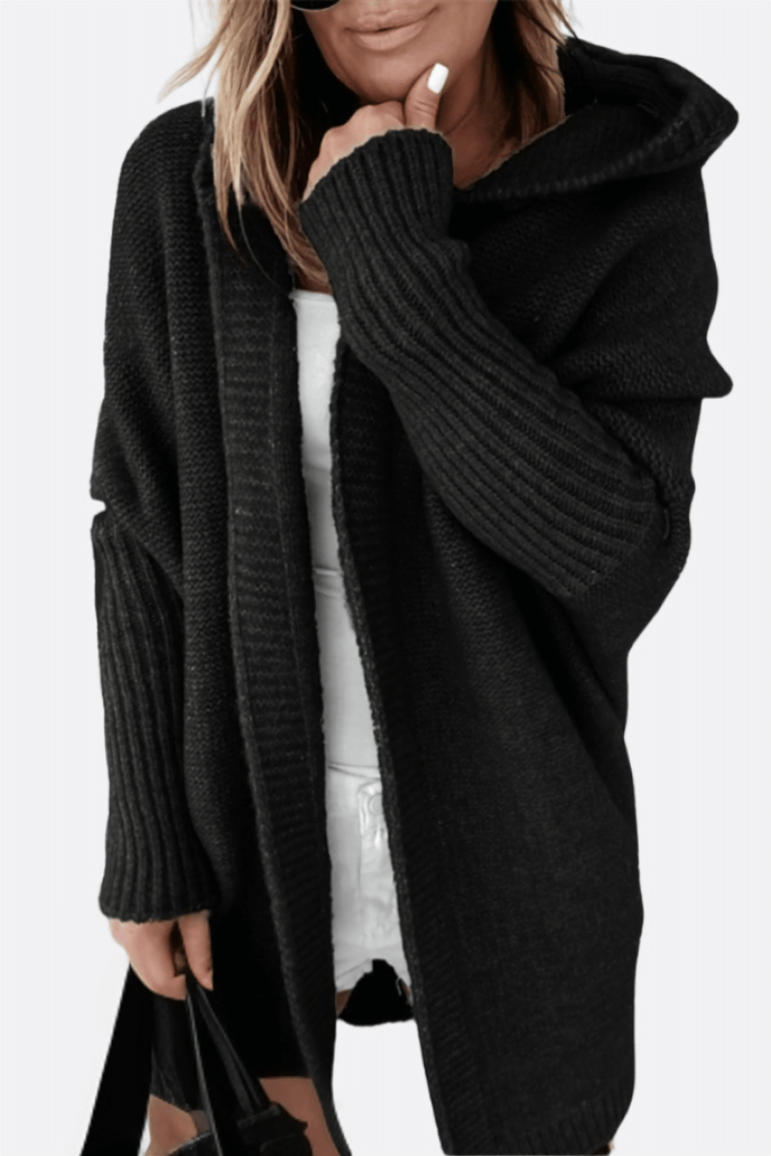 Women's Knit Hooded Casual Coat