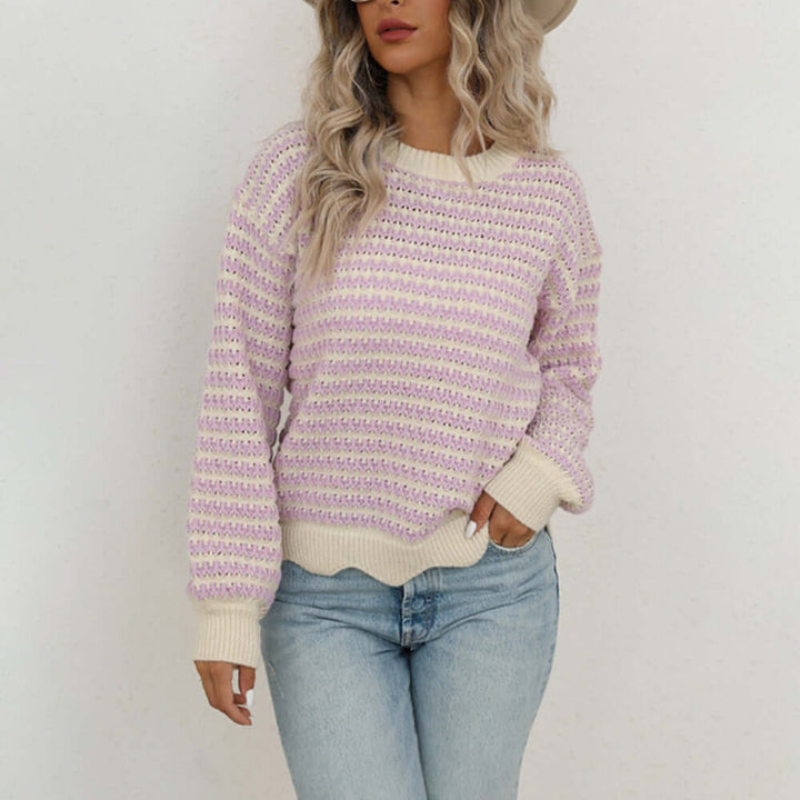 Women's Long Sleeve Striped Knit Jumper