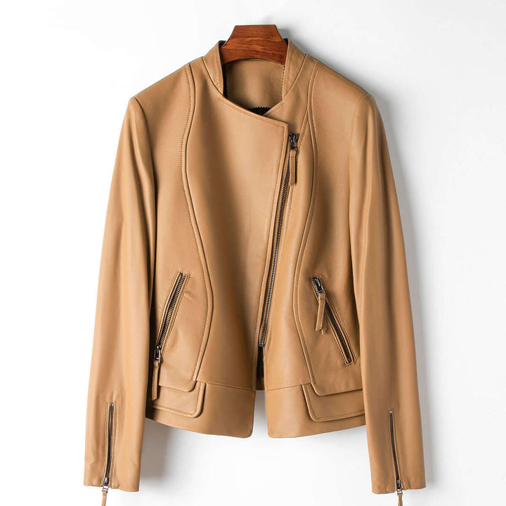 Women's Long-Sleeve Leather Jacket