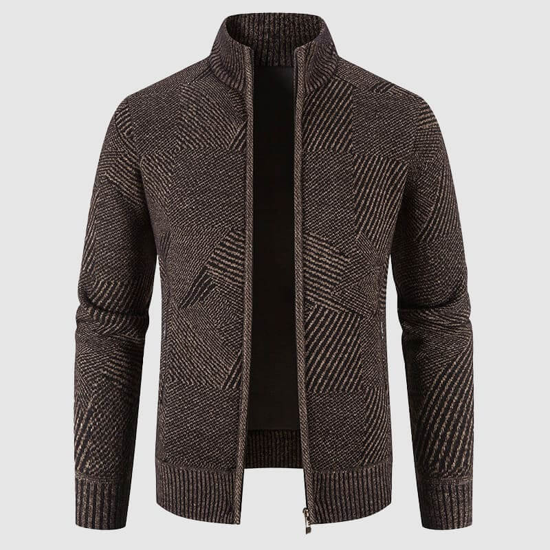 Men's Geometric Knit Cardigan Jacket