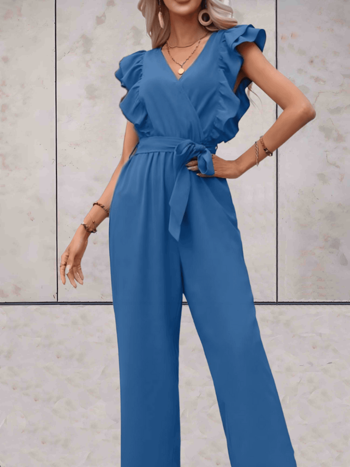 Women's Trendy V-Neck Ruffle Sleeve Jumpsuit