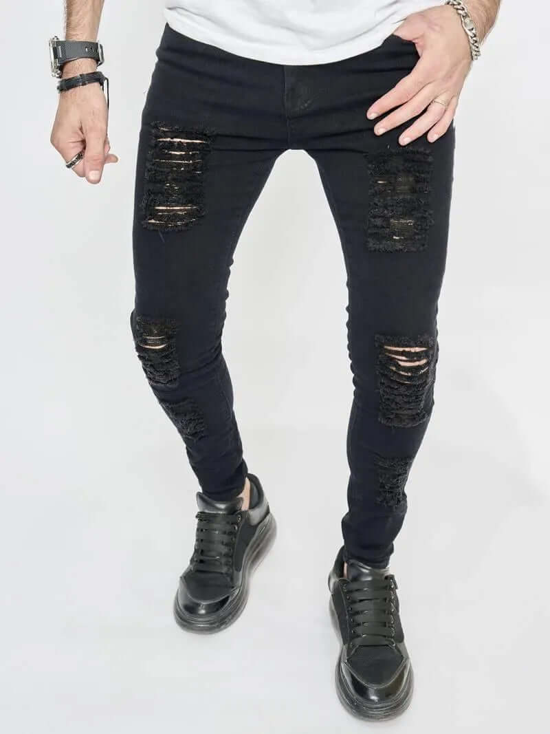 Men's Distressed Skinny Jeans: Ripped, Stretch Fit