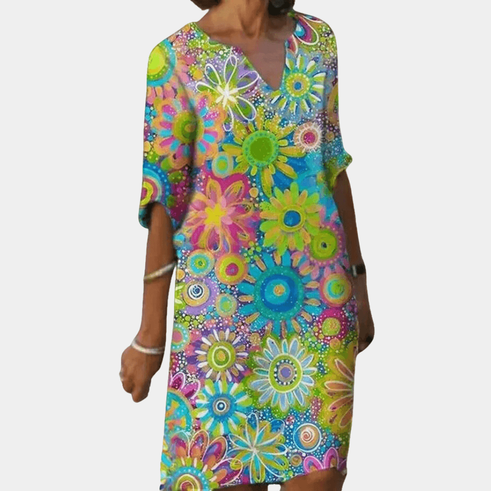 Elegant Floral Midi Dress for Women