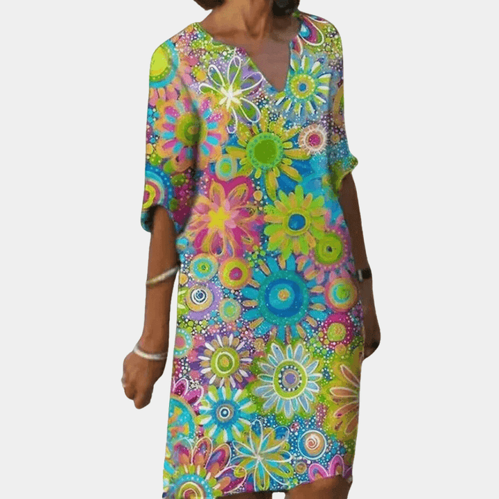 Elegant Floral Midi Dress for Women