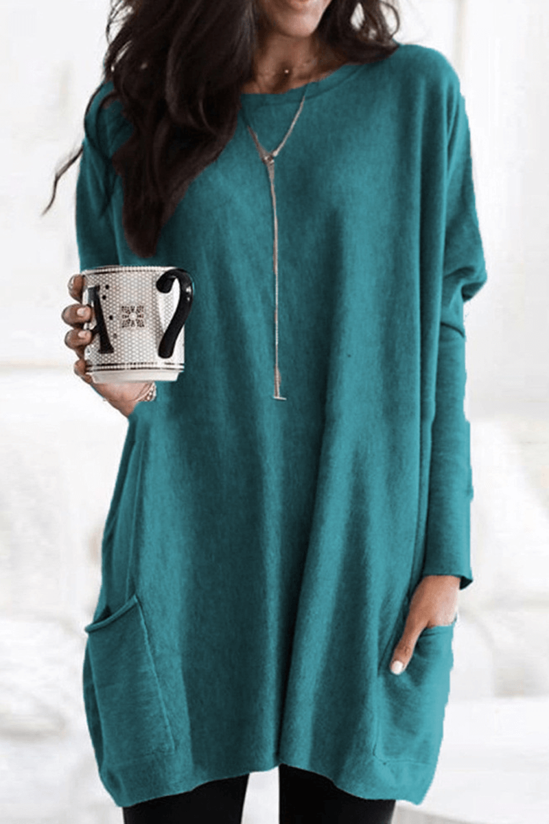 Women's Oversized Knit Tunic Sweater with Pockets