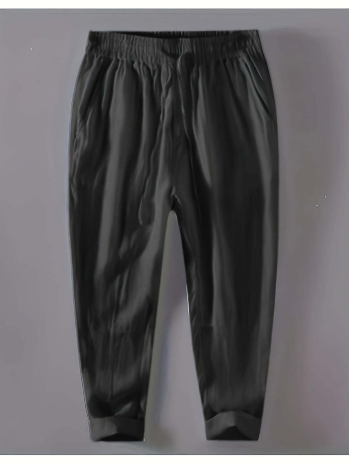 Men's Relaxed Fit Trousers: Breathable Cotton Linen Blend