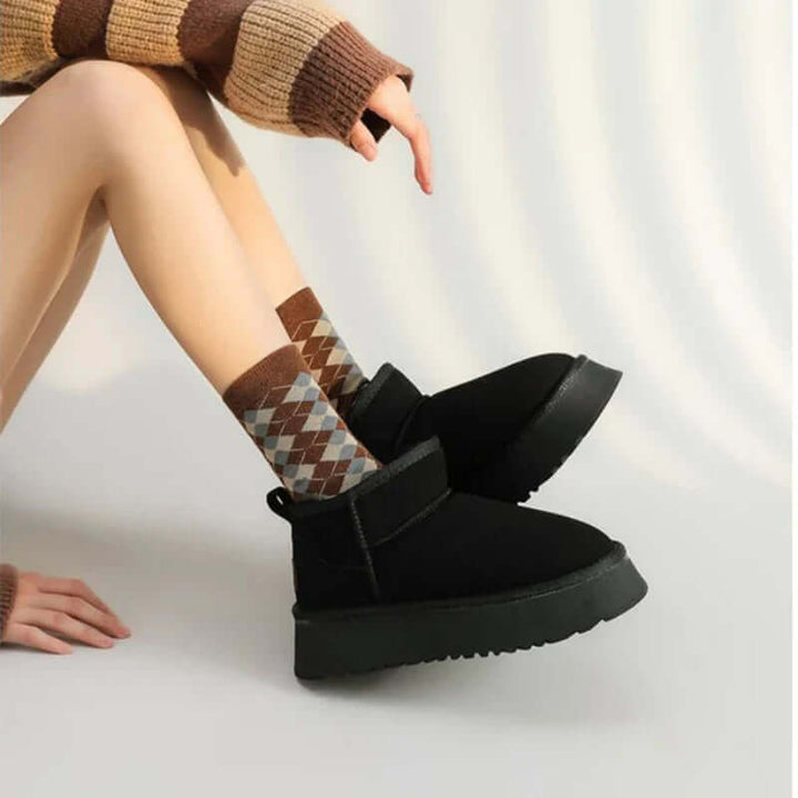 Women's Suede Ankle Boots: Plush, Slip-On, Rugged Sole