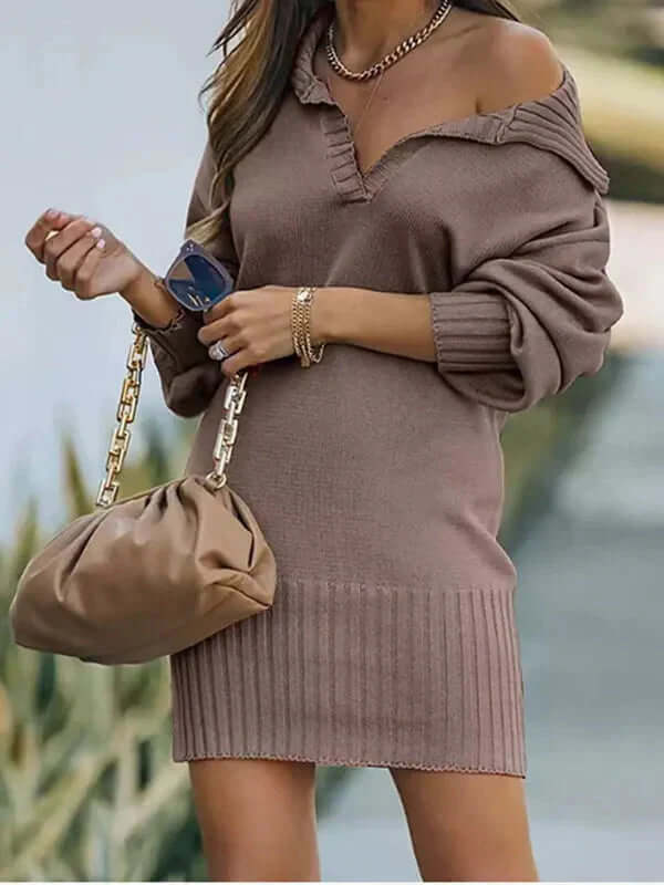 Elegant Knit Sweater Dress: Women's Soft & Stylish Winter Dress