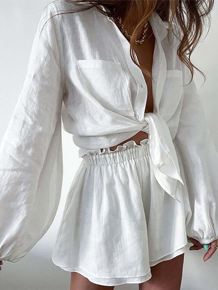 Women's Two-Piece Cotton Blend Wrap Dress