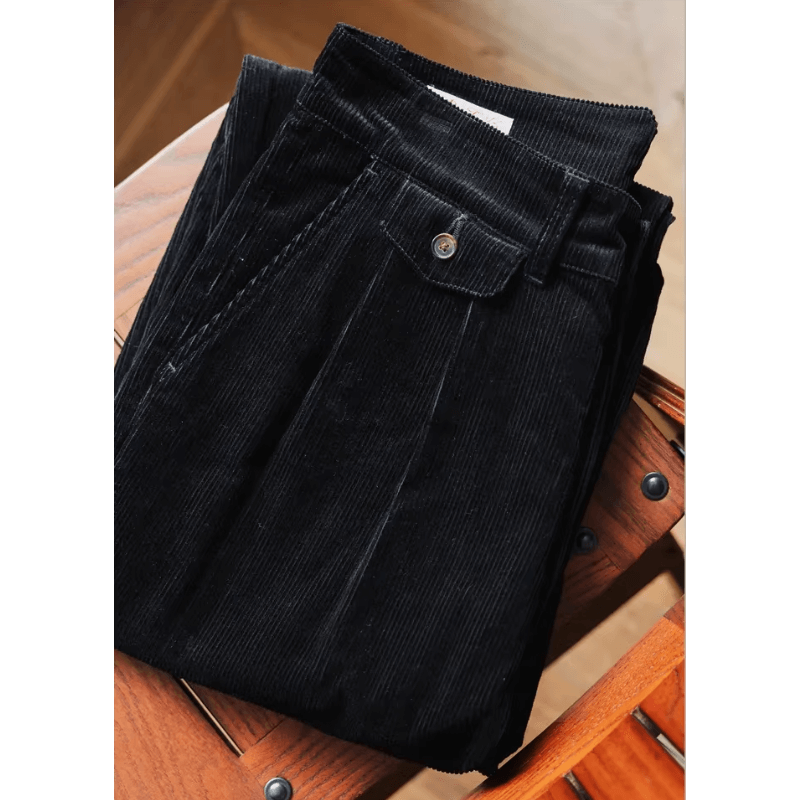 Men's High-Waist Relaxed-Fit Corduroy Trousers