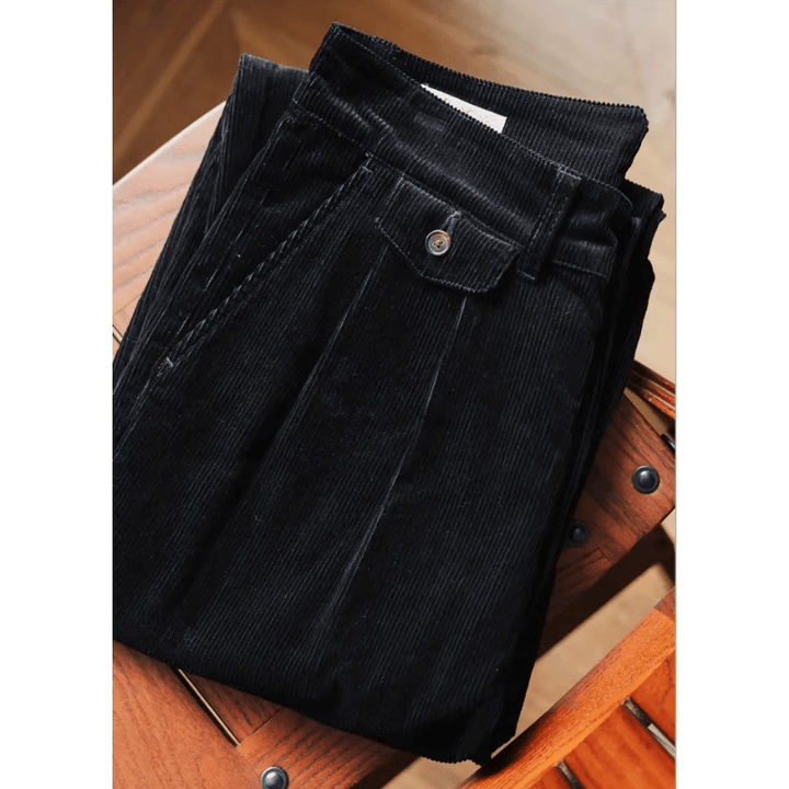 Men's High-Waist Relaxed-Fit Corduroy Trousers