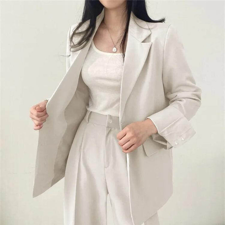 Women's Smart Casual Suit: Oversized Blazer & High-Waisted Trousers
