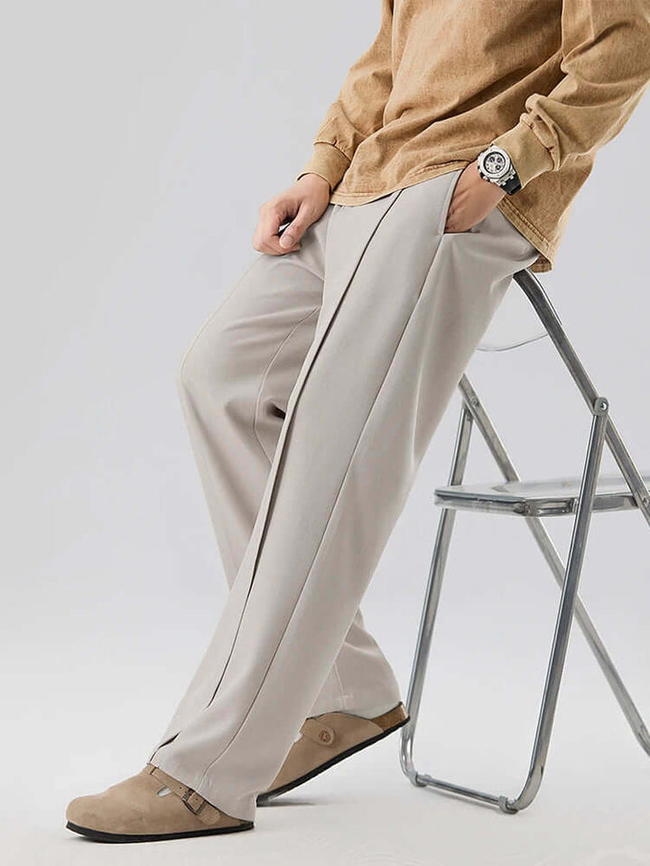 Men's Wide Leg Pleated Trousers: Comfortable & Stylish