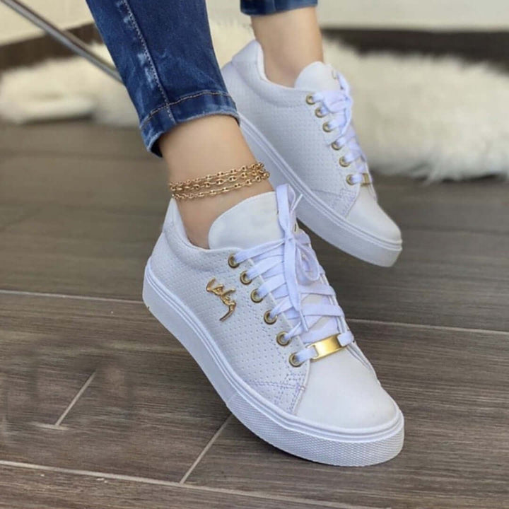 Women's Casual Leather Sneakers: Breathable, Cushioned, Lace-Up