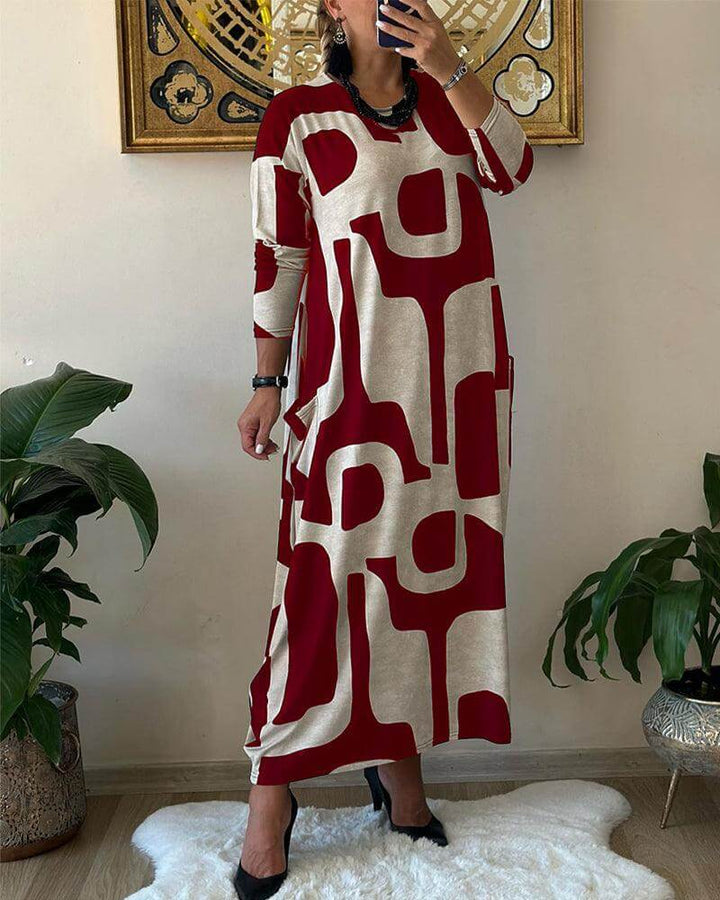 Women's Printed Long Sleeve Dress
