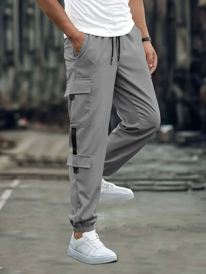 Men's Relaxed Fit Cargo Joggers with Multiple Pockets