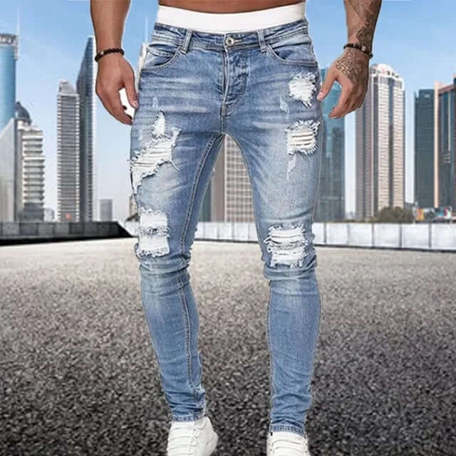 Men's Flocked Skinny Jeans: Stylish & Comfortable Fit