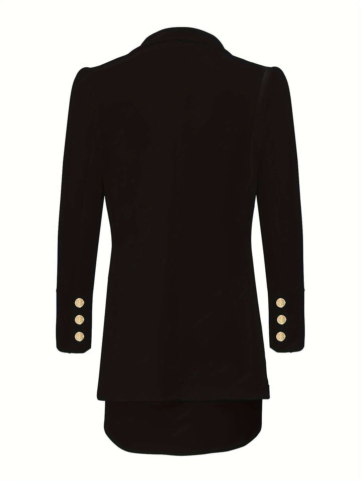 Women's Double-Breasted Blazer and Skirt Set