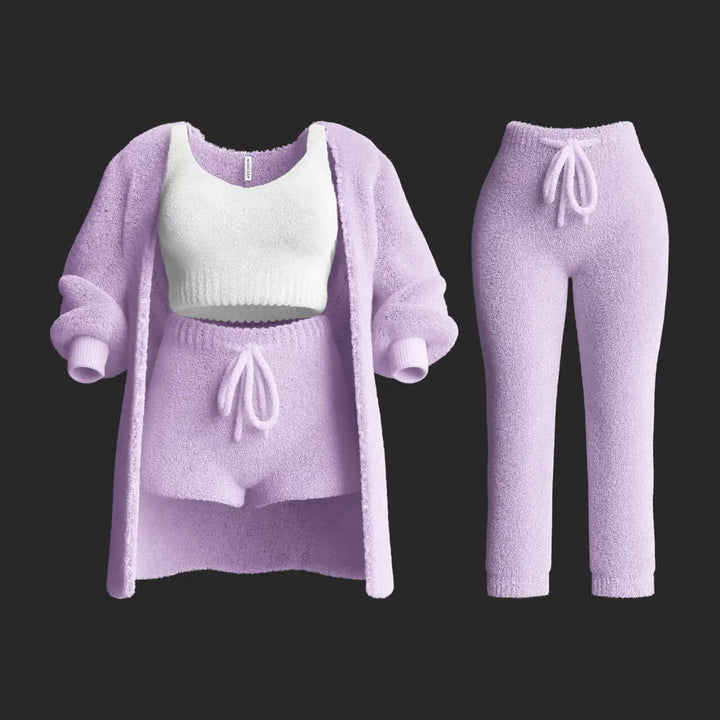 Women's Cropped Knitted Sweater & Shorts Set