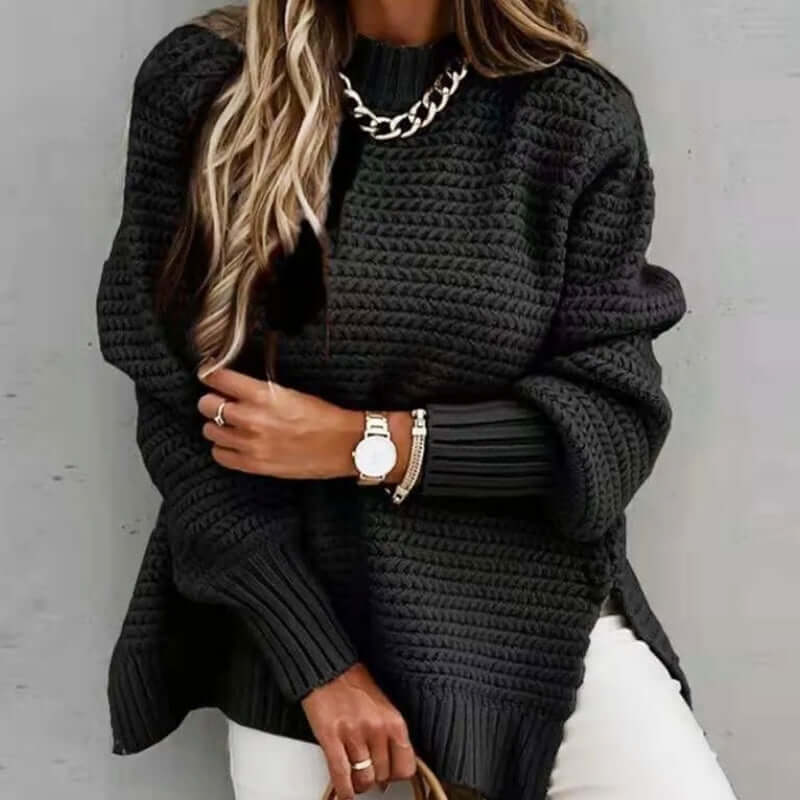 Women's Long Sleeve Mock Neck Knit Sweater