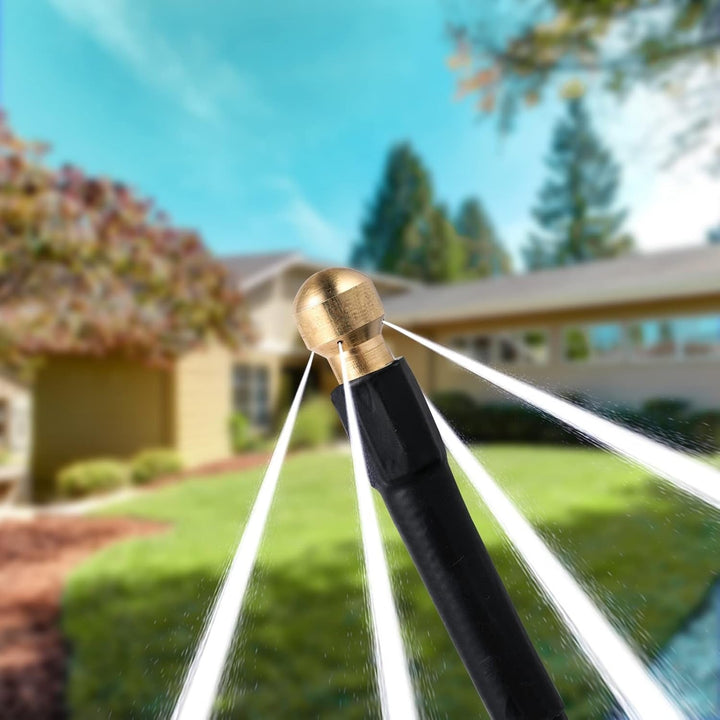 "Flexible high-pressure washer and drain hose ideal for Karcher cleaners, featuring durable woven fabric and anti-kink design
