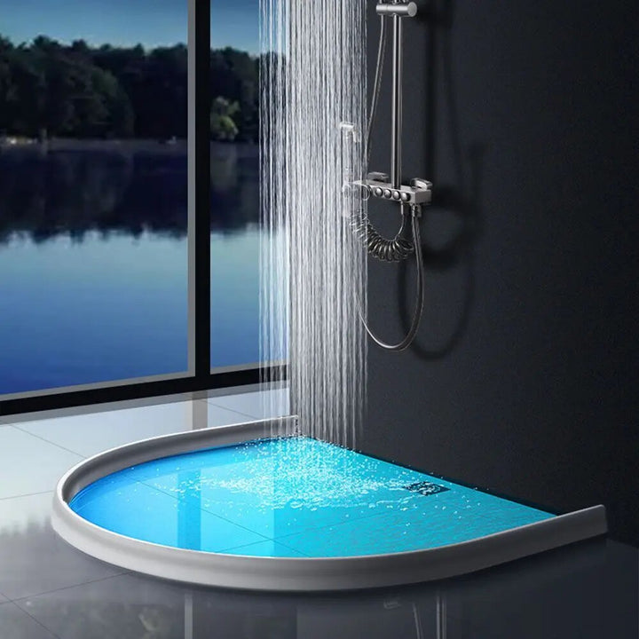 Flexible silicone shower barrier for leakproof seal, keeping bathroom dry. Bendable, self-adhesive strip for easy installatio
