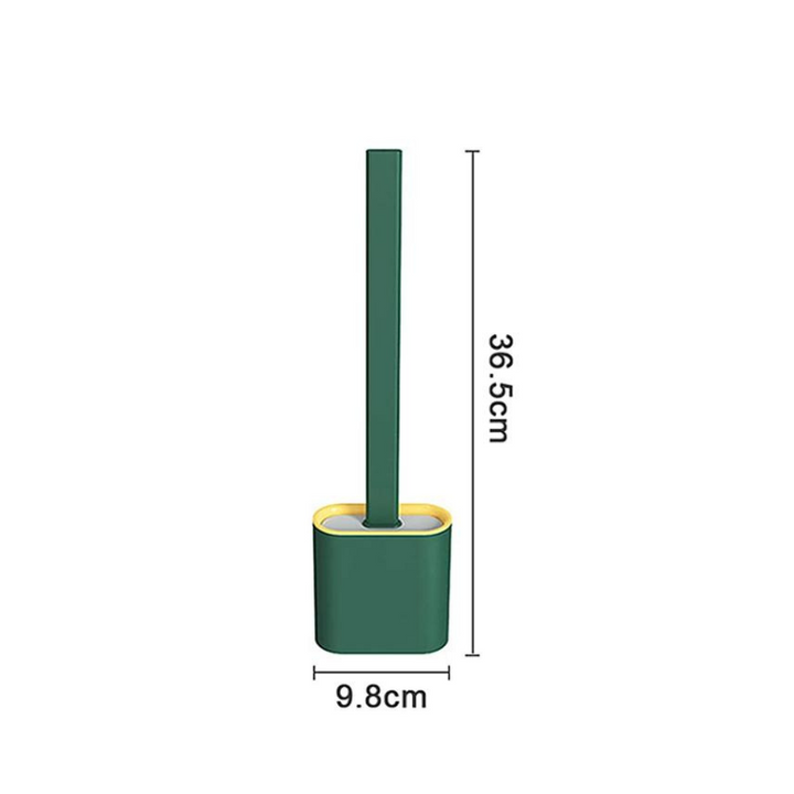 "Flexible silicone toilet brush in green; features durable bristles for superior cleaning and enhanced bathroom hygiene."