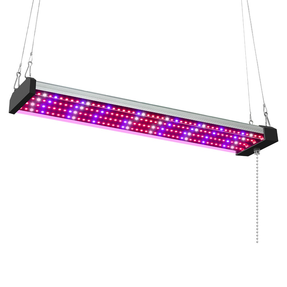 Full spectrum LED grow light with adjustable pull switch, mimics sunlight for plant growth, energy-efficient, promotes photos