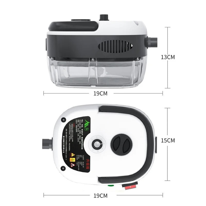 High-power steam cleaner with large capacity tank for home and car cleaning, featuring adjustable steam control and long reac