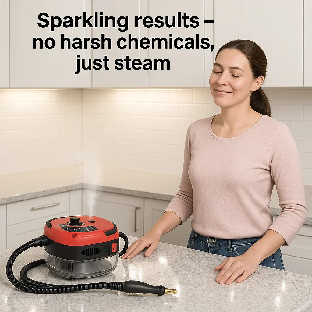 High-power steam cleaner with large capacity tank for home and car cleaning, featuring adjustable steam control and long reac