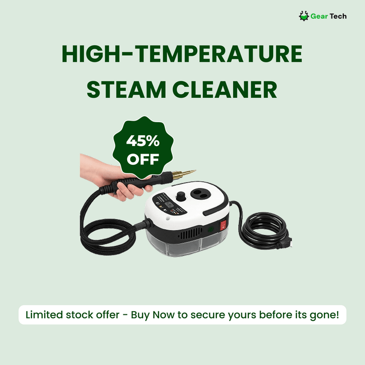 High-power steam cleaner with large capacity tank for home and car cleaning, featuring adjustable steam control and long reac